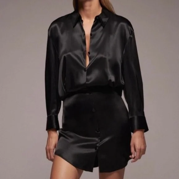 Zara Satin Black Mini Dress - Picture 2 of 6